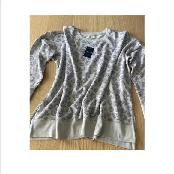 🆕 Lucky 🍀 Brand Hacci Leopard Sweatshirt Grey L🆕 - Picture 5 of 13